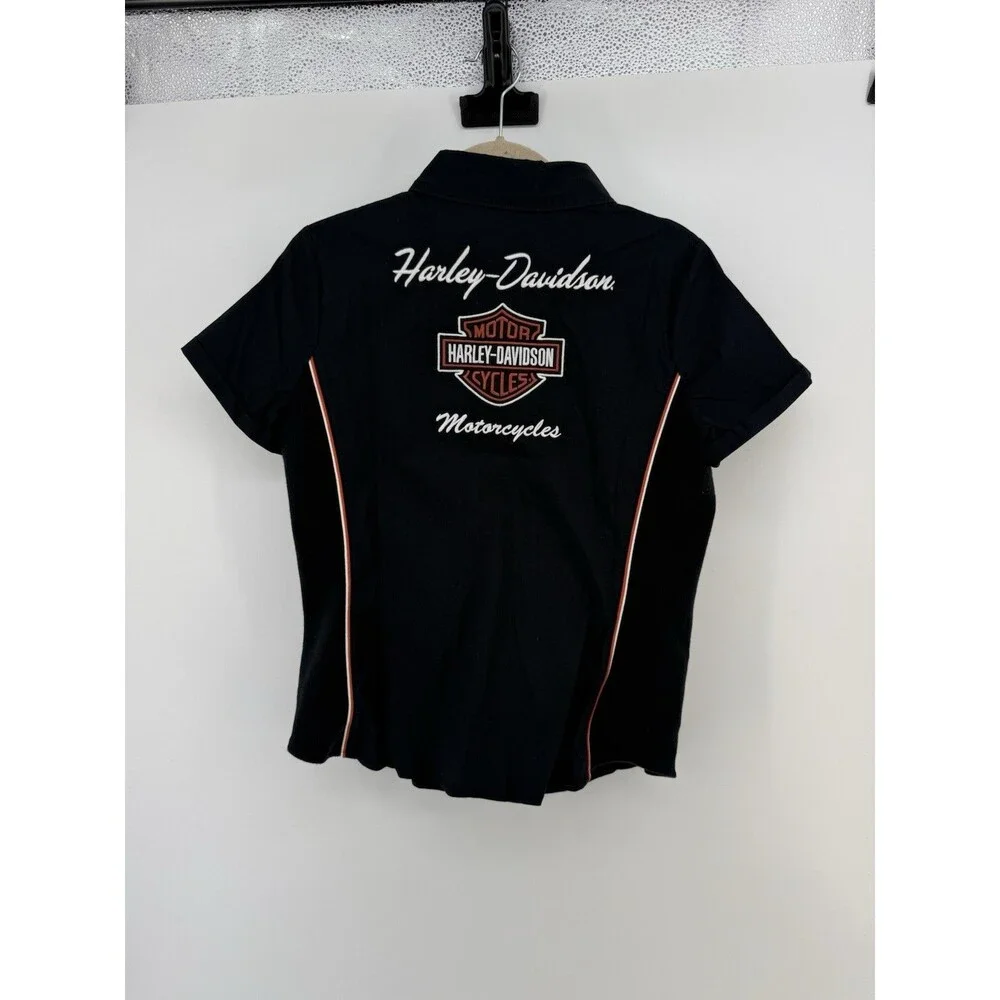 Harley Davidson Women's Short Sleeve Button Up Mechanic Style Shirt L 99023-23VW - Picture 5 of 13